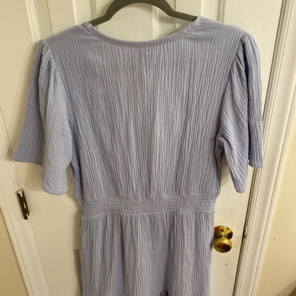 KNOX ROSE V-NECK GAUZE MUSLIN DRESS SIZE SMALL WITH POCKETS BABY POWDER BLUE NWT - Picture 8 of 16